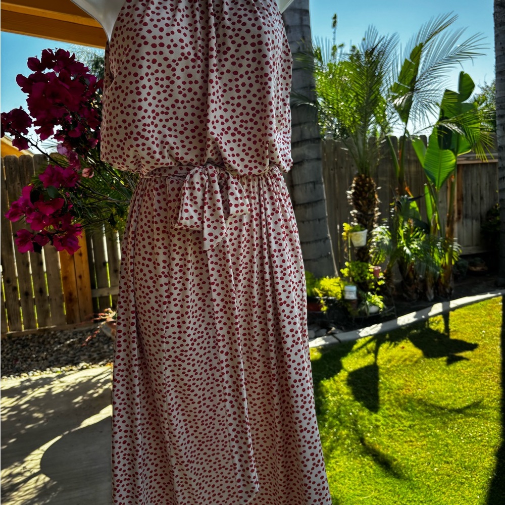 Enfocus Studio Brown and White Tiered Halter Sundress